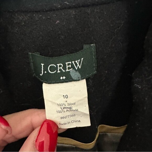 J.Crew Women’s Black Wool Trench Coat Size 10 Elegant Timeless Outerwear - Picture 7 of 14